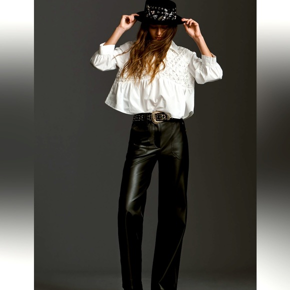 The Naomi wide leg flare pant by Anthropologie faux leather edition - Picture 1 of 5